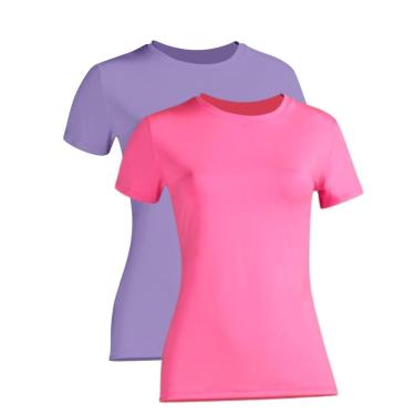Imagem de Kit 2 Camiseta Proteção Solar Feminina Manga Curta Uv50+ 1 Lilás 1 Rosa-Feminino