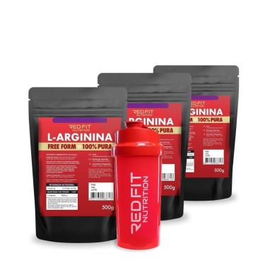 Imagem de Suplemento em Pó Kit Red Fit Nutrition L-Arginina 1,5Kg ( 3 Packs 500g )-Unissex