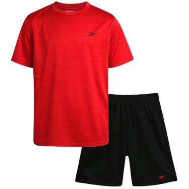 Imagem de Reebok Conjunto de shorts ativos para meninos - camiseta de desempenho de 2 peças e shorts de ginástica de basquete (8-12), Vetor vermelho, 8