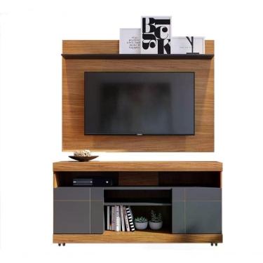 Imagem de Rack Yara E Painel Maia Para Tv 55" Noce Milano Preto Clb No