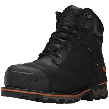 Imagem de Timberland PRO Boondock Calçado masculino de 15 cm, bico composto, impermeável, industrial e de construção, Black Full Grain Leather, 9.5