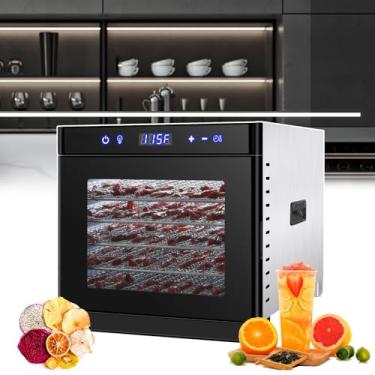 Imagem de KKSOUFX Desidratador elétrico de alimentos, desidratador de alimentos com 6/8 bandejas, máquina de secar alimentos elétrica de aço inoxidável 700w com 8 bandejas, tempo de temperatura ajustável