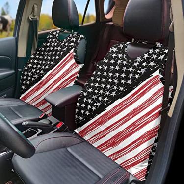 Imagem de GOSTONG Colete de capa de assento de carro com estampa de bandeira dos EUA, assento frontal antiderrapante, protetor durável para homens e mulheres