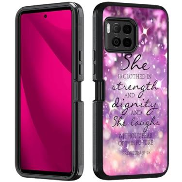 Imagem de BWOOLL Capa T-Mobile Revvl 7 Pro 5G, capa resistente 3 em 1 híbrida de policarbonato rígido e silicone macio à prova de choque capa de proteção contra quedas para T-Mobile Revvl 7 Pro 5G 2024, citação