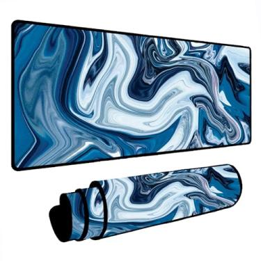 Imagem de Novo Mouse Pad Gamer Deskpad Speed Extra Grande Borda Costurada Profissional Varios Tamanhos - Abstrato Azul (90x40)
