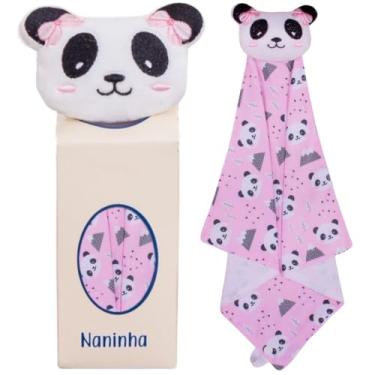 Imagem de Naninha para Bebê de bichinho de pelúcia com prendedor de chupeta (Panda Rosa)
