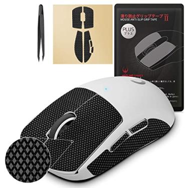 Imagem de HOTLINEGAMES [Atualização de aderência] Fita antiderrapante para mouse 2.0 Plus compatível com as películas de mouse sem fio Logitech G Pro X Superlight para jogos, resistente ao suor, corte para