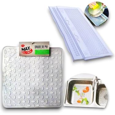 Imagem de KIT JOGO CONJUNTO DE tapete, grade PROTETOR DE PIA, descanso de panela 28x28 PVC transparente de silicone COM Protetor para lavar louça 34x16cm PVC Transparente