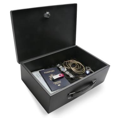 Imagem de Honeywell Cofres e fechaduras de porta 6104 Cofre de segurança de aço resistente ao fogo com trava de chave, 0,17 pés cúbicos, preto