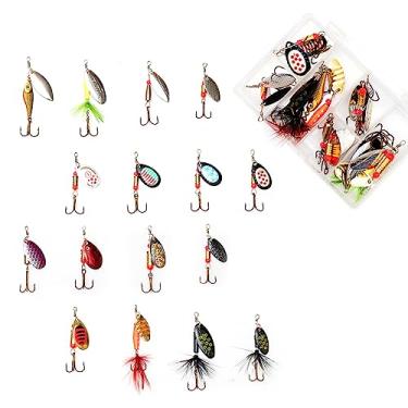 Imagem de 16 peças de pesca Spinnerbaits Spinnerbaits para robalo truta salmão Walleye Hard Metal Spinnerbaits kit com caixa de equipamentos