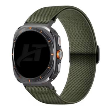 Imagem de Pulseira Nylon Flex LTimports, compativel com Galaxy Watch Ultra 47mm Sm-L705F (LT-Verde-oliva)