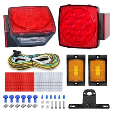 Imagem de Aila Kit de luz de reboque LED quadrado de 12 V, luz de licença de marcador lateral submersível IP68 LED para reboque utilitário, barco, trailer, caminhões, fuzileiro naval, snowmobile