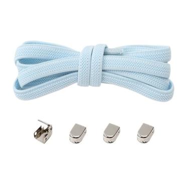Imagem de No Tie Shoelaces Metal Buckles Elastic For Sneakers One Size Fits All Adult Kids Laces Lazy Sport Rubber Shoestrings(Light blue)