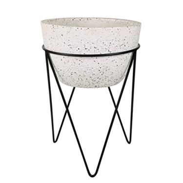 Imagem de Kit Cachepot De Piso Em Cimento Com Suporte Em Metal - 2 Pcs Mart Branco
