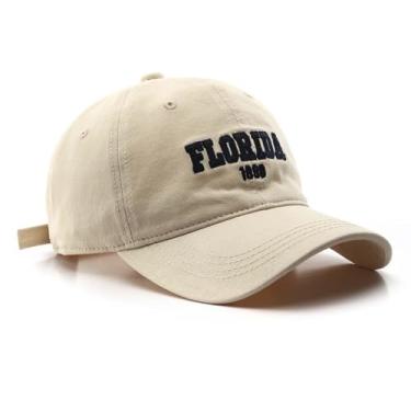 Imagem de Florida Hat Boné de beisebol unissex boné de sol de algodão ajustável, Bege, M-G