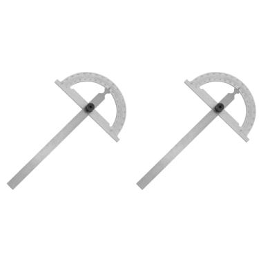 Imagem de 2 Pçs Aço Carbono Cromado Transferidor ângulo Rotativo Localizador de Medição Régua 80 * 120mm, Localizador de ângulo Transferidor de 180 Graus