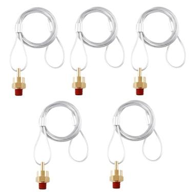 Imagem de HASAOMOI Plugue de válvula de drenagem de tanque de ar de 5 peças NPT de 1/10.2 cm com cabo de 152.4 cm, cabo de válvula de drenagem do compressor de ar para semi caminhões