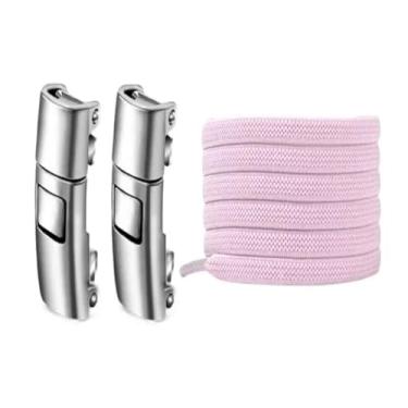Imagem de Press Lock Shoelaces Without Ties Elastic Laces Sneaker Widened Flat No Tie Shoe Laces Kids Adult Shoelace For Shoes(Pink)