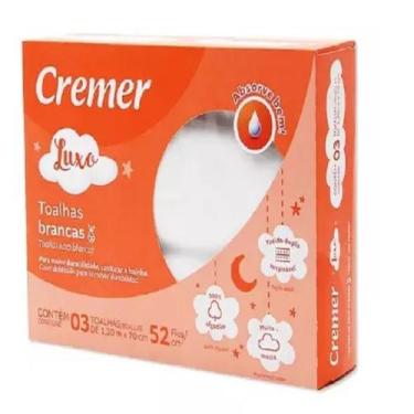 Imagem de Toalha Fralda Luxo Cremer Branca 3 Peças 120 x 70 cm Tecido Duplo Resp