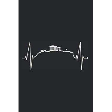 Imagem de Athen Skyline Notizbuch: Athen Skyline Silhouette Souvenir Herzschlag Notizen Griechenland Fan Liebe Akropolis Planer Tagebuch (Liniert, 15 x 23 cm, ... 6" x 9") Geschenk Für Griechen Mit Herz