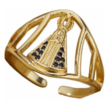 Imagem de Anel Ajustável Feminino Santa Nossa Senhora Banhado A Ouro - Tojoia18K