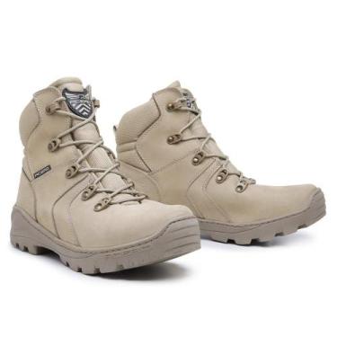 Imagem de Bota Coturno Sniper Mid Couro Militar Confortável Macio - Acero, Bege,