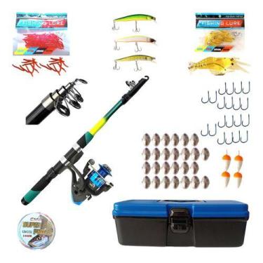 Imagem de  Kit Vara De Pesca Telescopica Molinete Linha Acessorios  - Cimik