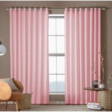 Imagem de Cortina Em Tecido Jacquard Sala E Quarto 3,20M X 2,50M Rosa - Thais  E