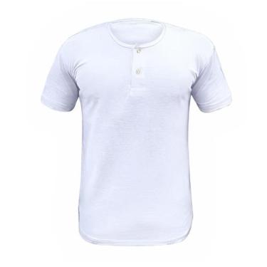 Imagem de Camiseta Henley Masculina Camisa Algodão Premium Gola Portuguesa Padre