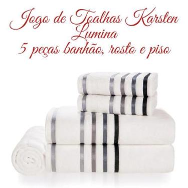 Imagem de Jogo de Toalhas Algodão 5 peças Banhão Karsten Lumina Branca