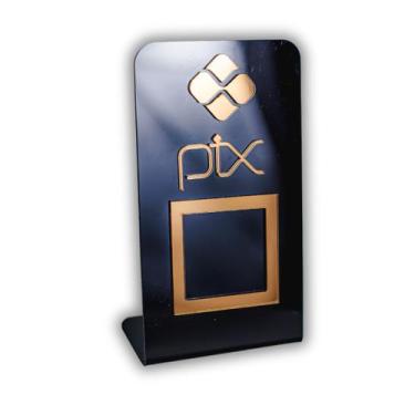 Imagem de Placa Pix Para Pagamento QR Code Preta - Kit 10 UNID COR: Preto com Br