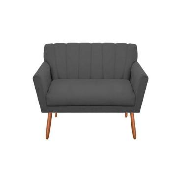 Imagem de Namoradeira Decorativa Cecília Suede Cinza 2 Lugares Pés Madeira Ms De