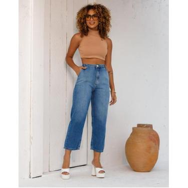 Imagem de Calça jeans slouchy feminina cintura alta básica 24251 - CONSCIÊNCIA, 