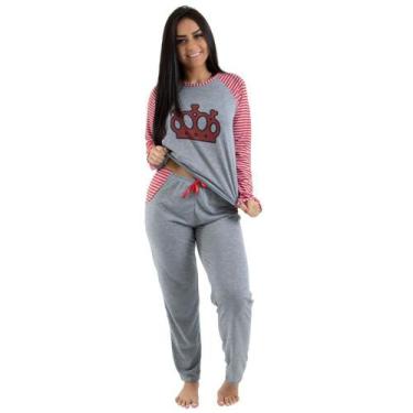 Imagem de Pijama Longo Diluxo Coroa Vermelho, G, Feminino, Vermelho