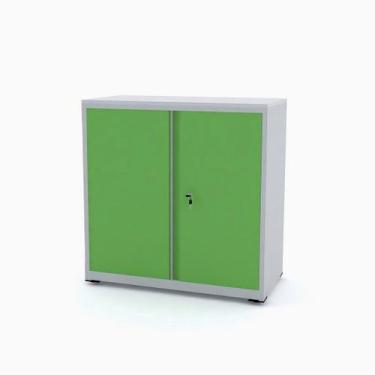 Imagem de Armário de Aço Baixo com Tampo de Madeira Ap406sl Pandin 84 cm Cinza e