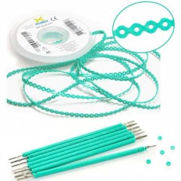 Imagem de Kit 10 elastic bengala verde água + 1 corrente verde água médio 1,5m -