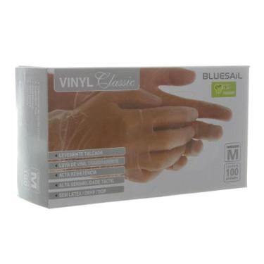 Imagem de Luva Vinyl Classic Tamanho M com 100 Unidades BLUESAIL