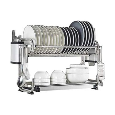 Imagem de Escorredor de pratos de parede de 2 camadas, escorredor de drenagem, suporte de armazenamento, com suporte, suporte de pauzinho/60 x 45 x 25 cm