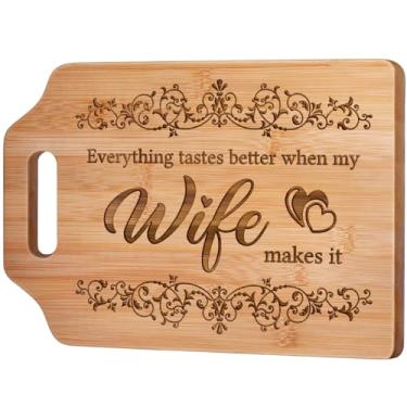 Imagem de AceThrills Ideias de de esposa, presentes para esposas, presentes para aniversário de casamento, Natal - tábua de corte de bambu 30 cm C x 21 cm L x 1 cm (tudo tem um gosto