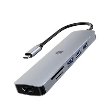 Imagem de TOTU USB C HUB, estação de ancoragem 6 em 1, adaptador multiportas USB C com saída HDMI 4K, USB 3.0 até 5 Gpbs, slot para cartão SD e TF, compatível com laptop e outros laptops tipo C