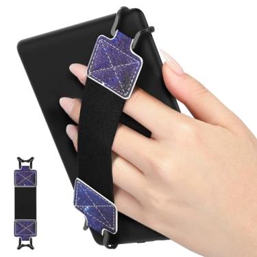 Imagem de MoKo Alça de mão de segurança para tablet Kindle eReader Fire de 6 a 8 polegadas - Kobo/Voyaga/Lenovo/Sony Kindle E-Book Tablet, alça de mão elástica versátil, suporte de dedo leve, cinto preto, céu