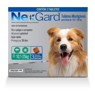 Imagem de Nexgard Antipulgas E Carrapatos Cães 10,1 A 25kg C/3 Comp. - Boehringe