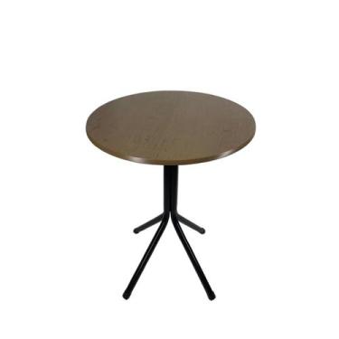 Imagem de Mesa Bistrô Baixo Preto com Tampo Redondo Amadeirado - Fortmix