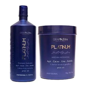 Imagem de Kit Matizador Platinum - Shampoo 1l + Máscara 1 Kg - GRANKERA, 3kg