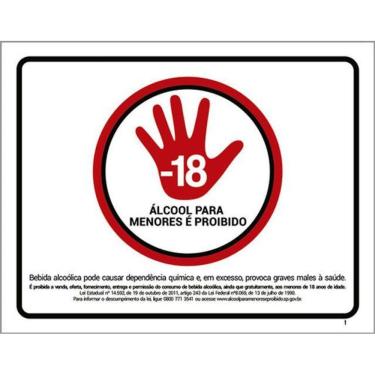 Imagem de Kit 3 Placas Sinalização Álcool Para Menores Proibido