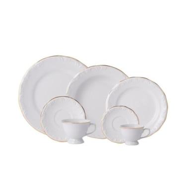 Imagem de Jogo de Jantar 42 Peças Chá Café Filete de Ouro Schmidt - Porcelana Sc