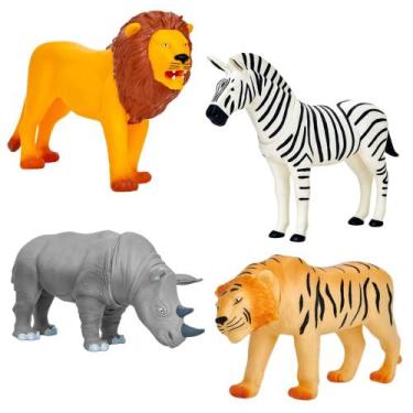 Imagem de 4 Bonecos De Animais Em Vinil Brinquedo Infantil Realista - Adijomar