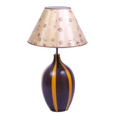 Imagem de Abajur sonho 70cm base cerâmica marron escuro e-27 40w cúpula tecido f