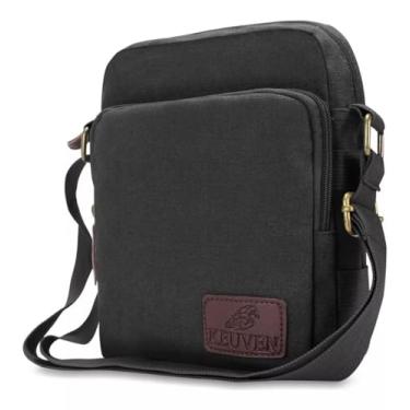 Imagem de Bolsa Transversal de Lona, Masculina/Feminina, com Porta Garrafa (Preto)