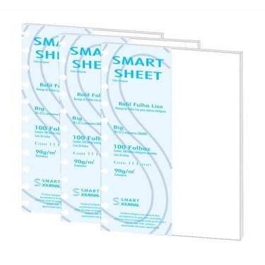 Imagem de Kit 3 Refil Caderno Inteligente 90g 100 Folhas Liso Grande - Best